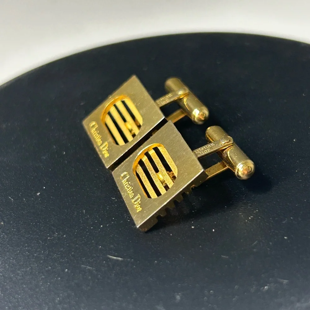 Vintage Christian Dior Gold Tone Cufflinks Set